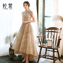 Banquet evening dress womens long 2021 New noble temperament gray host annual dress dress dress usually wear