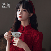 Toast dress cheongsam improved dress dress female banquet bride dress 2021 New style usually wear wine red Chinese style
