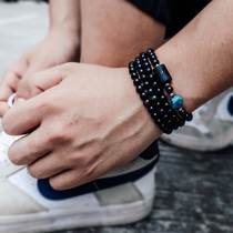 Bracelet mens tide personality summer obsidian bracelet twelve Zodiac beads agate mens accessories trend womens handwear