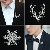 Mens suit corsage pin female Korean coat decoration brooch hipster atmosphere personality rhinestone accessories collar pin Male
