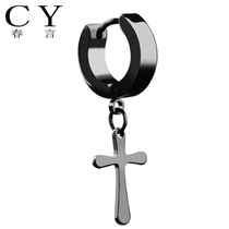 Korean fashion titanium steel mens earrings personality simple earrings jewelry Korean single trendy men Korean black ear buckle