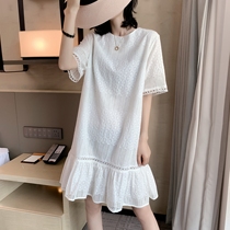 Canary Kiss white dress womens 2021 new summer French openwork temperament thin medium-long skirt