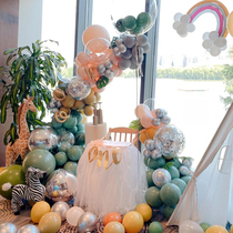ins Net red baby birthday banquet avocado green forest balloon chain clear opening flower blue decoration decoration