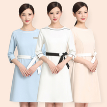New beautician overalls short-sleeved womens suit summer beauty salon skin manager cosmetics shopping guide dress