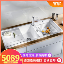 Platinum wave high blanco granite sink quartz stone double tank with drain board washing basin 513071