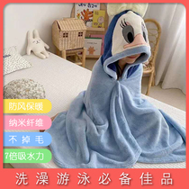 Childrens bathrobe winter thick cloak bath towel thickened absorbent quick-drying baby baby bath super soft with cap