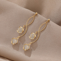 Lukewarm Wind Advanced Sensation ~ Light Luxurious ~ Flow Su Earrings Earrings Earrings Advanced Sensation Pure Silver New Tide Elegant Ethic Tide Style