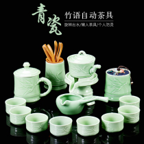 Celadon tea set set household simple ceramic kung fu tea cup office lazy Stone Mill semi-automatic bubble teapot