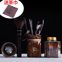 Ebony tea ceremony six gentlemen set household kung fu tea set tea knife zero with tea clip tweezers accessories set