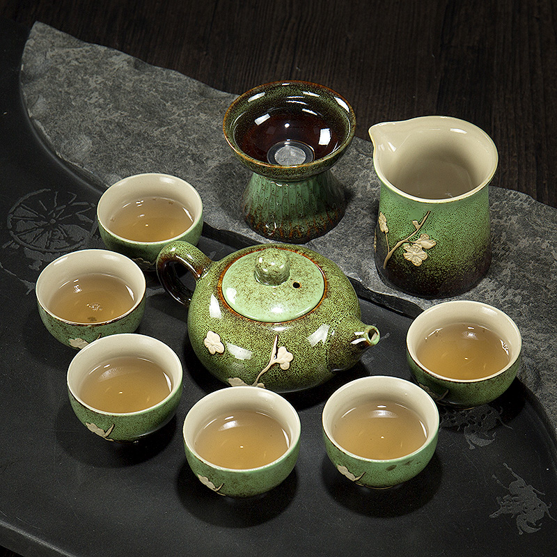 Ronkin Japanese up tea set suit household contracted tea tea set a complete set of ceramic teapot teacup 6 pack