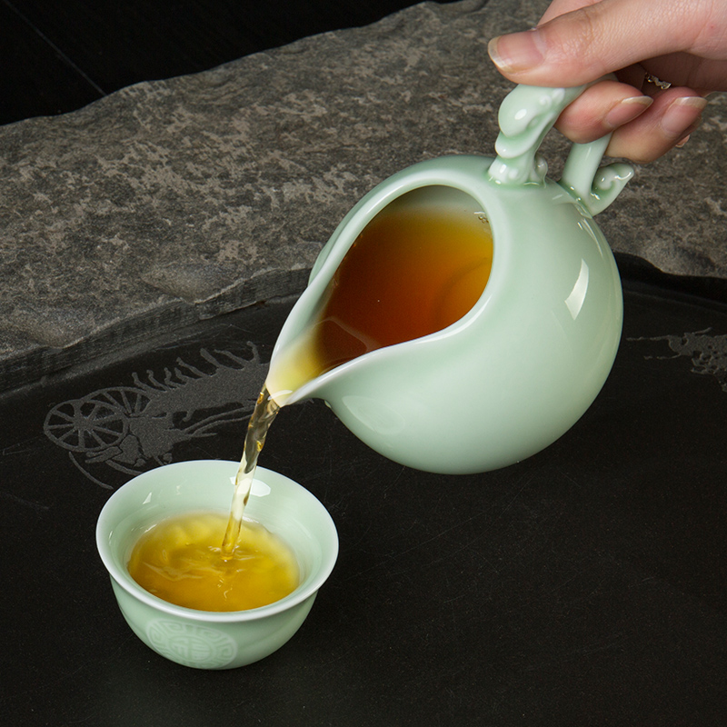 Ronkin celadon kung fu tea set of a complete set of Japanese creative household contracted tea teapot teacup 6