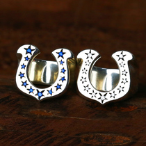 Bull Blunt Seiko Horseshoe Ring Inlaid Drill 925 Pure Silver Original Remean Wood Village Tuoya Lovers Retro