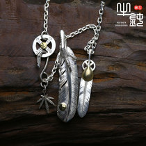 Bull blunt Seiko Takaqiao Feather Necklace Pending Set 925 pure silver hand silver - ornament couple Zhou Yangqing same style