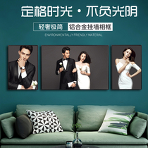 Wedding photo hanging wall enlarged photo frame Photo Wall three frame wedding family portrait Nordic metal living room bedroom custom