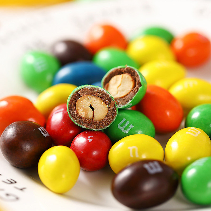 德芙mms巧克力豆牛奶花生夹心m豆巧克力球mm豆糖果270g罐装零食