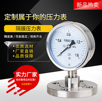 Diaphragm Pressure Gauge YTP100BF Stainless Steel Seismic Tantalum Diaphragm 316L Flange Lining Tetrafluoride Chemical Water Treatment