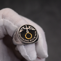 East Line retro retro European lightning Skull Skull Eagle Oak Leaf Titanium Steel Ancient Coin Ring