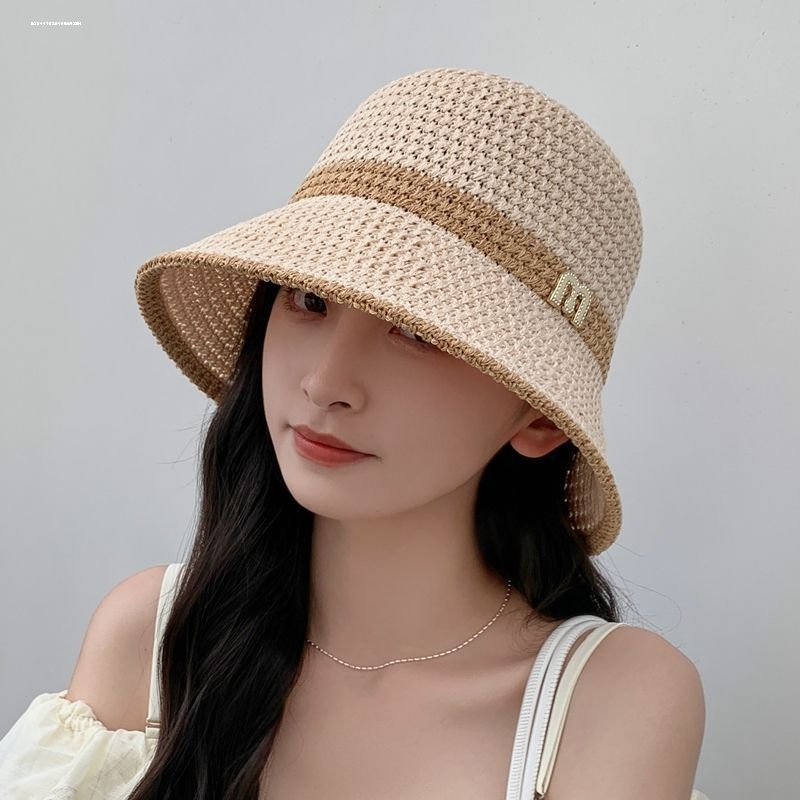 24 Spring and Summer New Hat Female Hollow Mesh Sun-Proof Outdoor Leisure All-Match Bucket Hat Bucket Hat Sun Hat