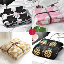 Nordic pure cotton knitted blanket cute cartoon baby towel cover office nap single-person blanket