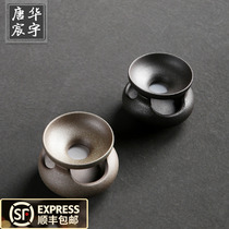 Vintage black pottery tea drain tea filter Tea tray Ceramic filter Japanese Kung Fu tea set Tea ceremony accessories Tea filter net