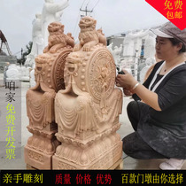 Stone carved door mound with drumstone pair of sweat and white jade stone door drum home late Xia red lion door mound to make old door drum