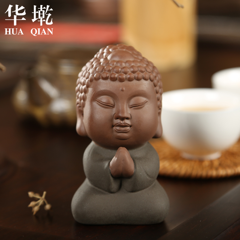 Shadow enjoy color purple sand tea pet home furnishing articles tea accessories ShaTao tea pet creative express little Buddha tea pet H