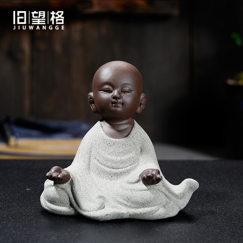 Shadow at small purple ceramic zen monk monk tea pet household act the role ofing is tasted furnishing articles play tea tea accessories JWG