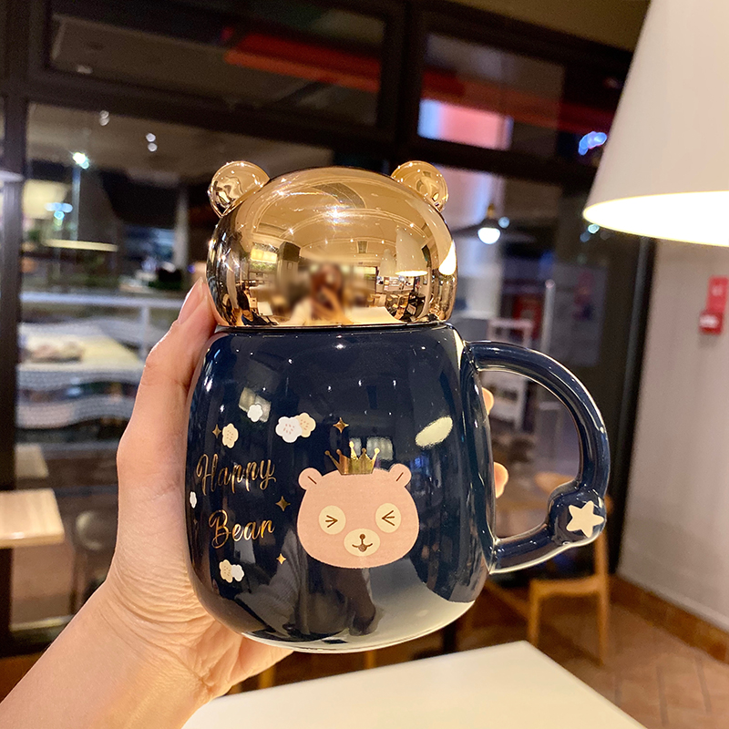 Express cartoon young girl heart cup against leaking large capacity princess cup of milk for breakfast coffee cup with cover