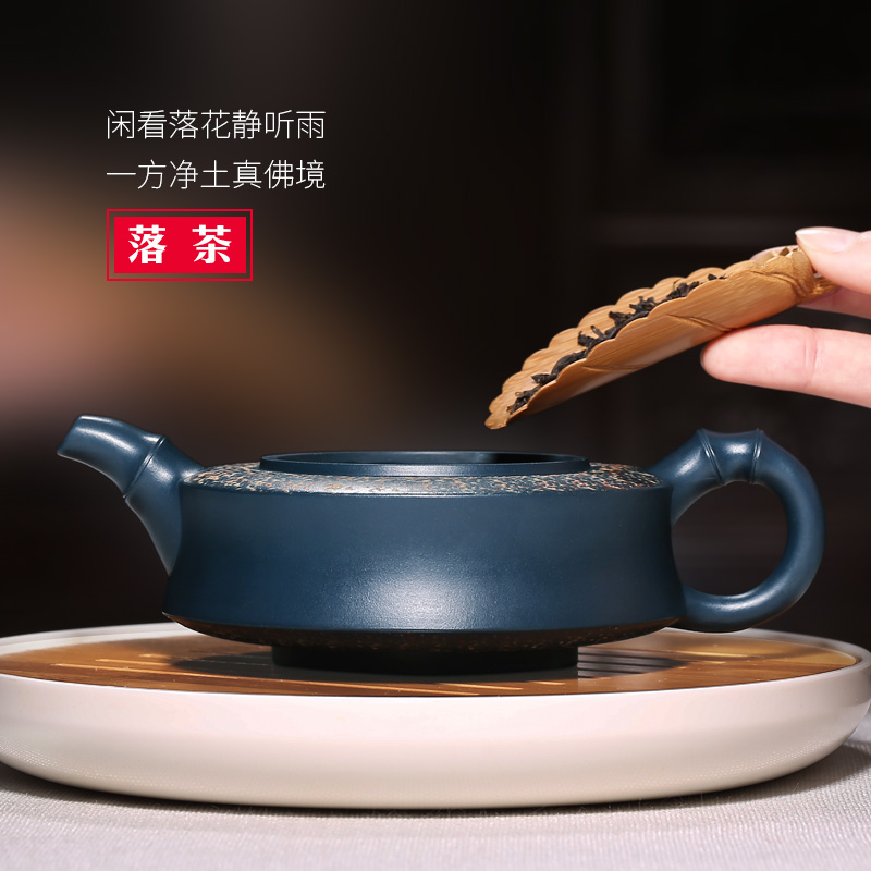 "Shadow enjoy" yixing are it by pure manual undressed ore green painting bamboo peach pot teapot tea set of the republic of China