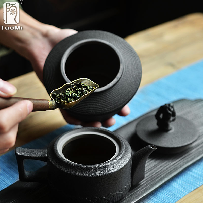Shadow enjoy coarse pottery creative taihu huge button caddy fixings ceramic pot small wake tea storage tank with TM restoring ancient ways