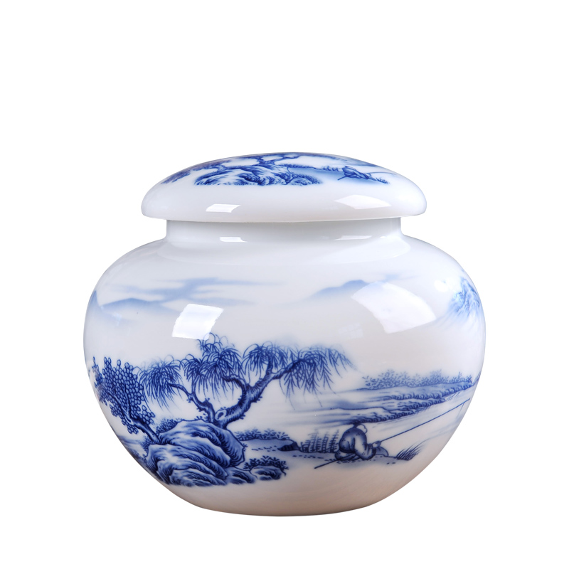 Jingdezhen blue and white porcelain ceramic tea pot home portable tea storage tanks seal pot and POTS