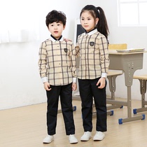 Nanning school uniform Primary School New Hope Spring Autumn long sleeve yellow plaid shirt uniform genuine uniform set