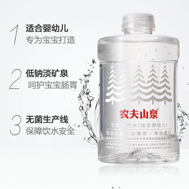 Nongfu Spring baby water 1L*2 bottles of mother and baby water natural low sodium light mineral water baby water brewed milk powder water free shipping