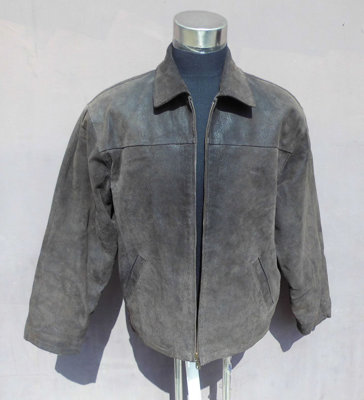 古着大码加肥男款真皮猪皮皮衣外套 秋冬印花纹保暖加棉大衣包邮_不