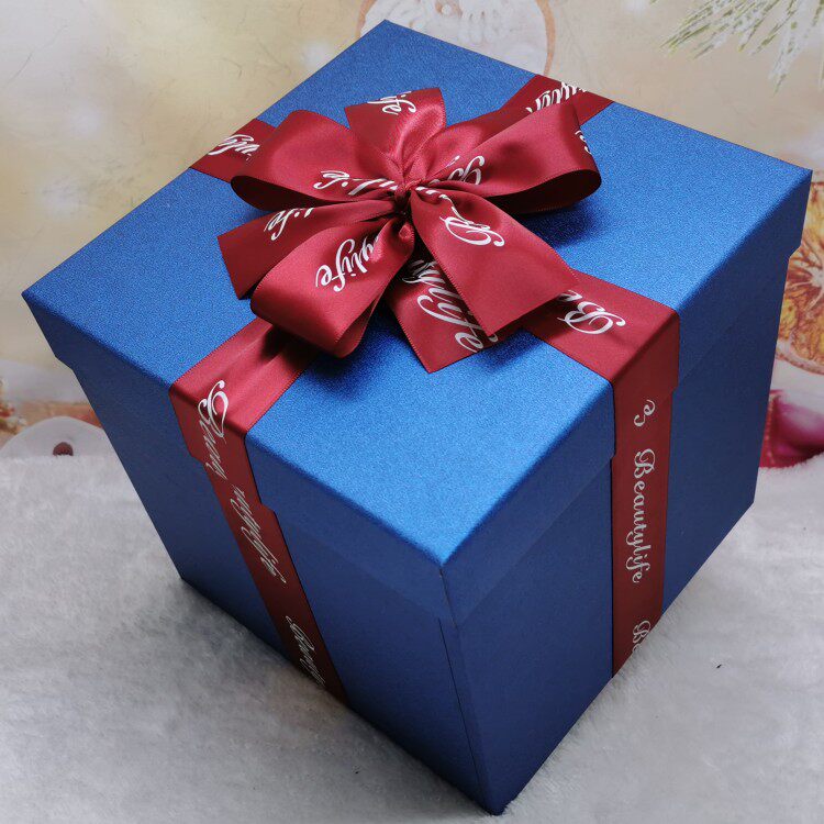 高档超大浅蓝色圣诞节礼盒精美生日礼物包装盒装饰礼品盒定做