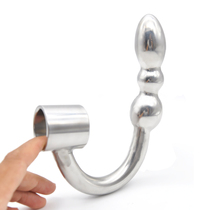 Mens heavy metal anal plug stainless steel anal hook chastity lock JJ lock adult sex toys