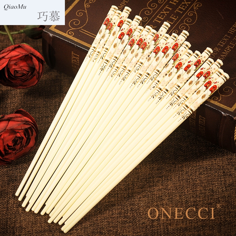 Qiao mu European - style suit household vintage ivory yellow ipads porcelain ceramic chopsticks 10 pairs of family Qiao longed for a wedding gift