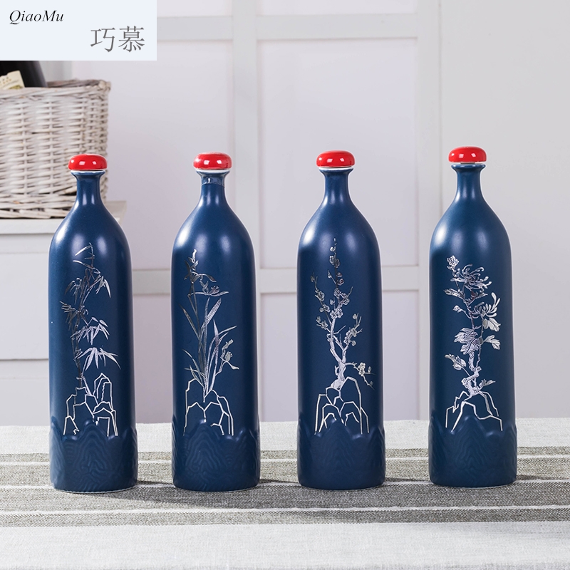 Qiao longed for a kilo of jingdezhen ceramics creative gift pack bottle wine jar household seal hip flask liquor jugs
