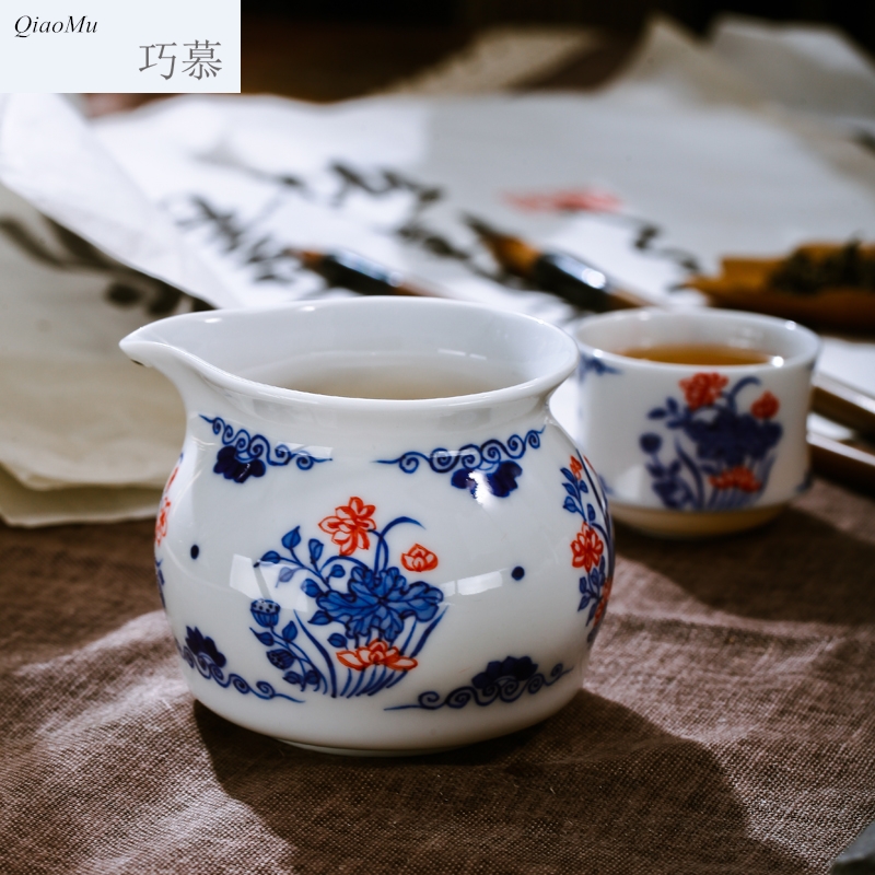 Qiao mu JYD blue - and - white youligong jingdezhen ceramic tea set 8 head suit under traditional glaze hand - made teapot teacup