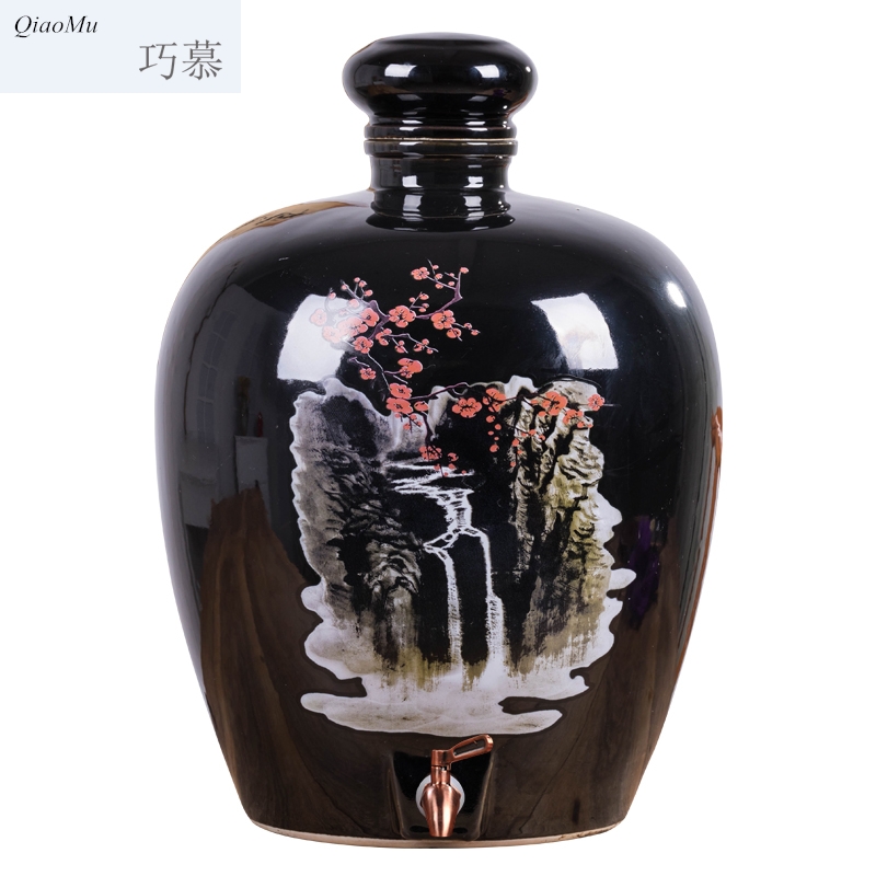 Qiao mu jingdezhen ceramic jars home 50 kg install archaize mercifully wine pot sealed bottles with tap hoard