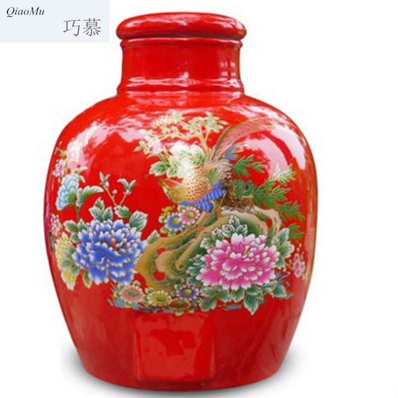 Qiao mu jingdezhen ceramic jars 20 jins 30 kg sealed jar with cover bottle mercifully it a jar of wine