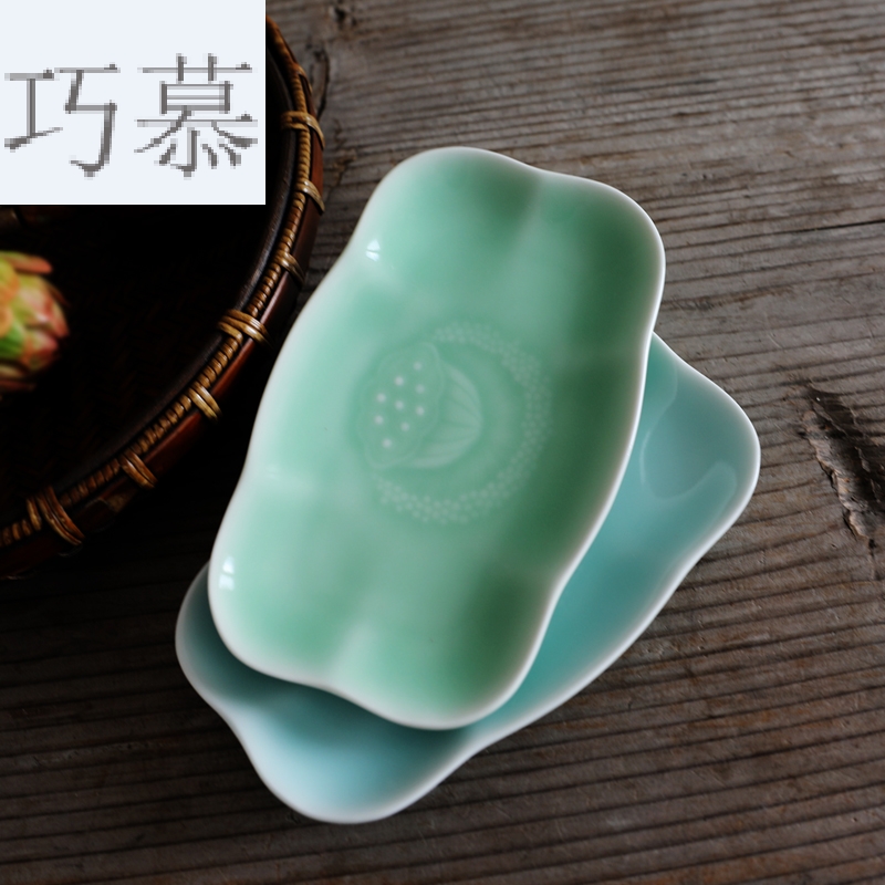 Qiao mu QOJ longquan celadon dessert plate lotus home cold dish fruit dish hotel towel wet disc creative ceramics