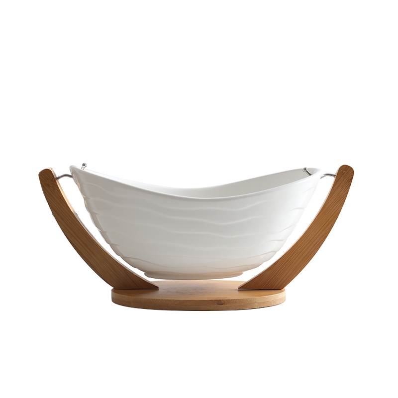 Qiao mu ZCJ I and contracted creative ceramic fruit bowl white large bowl sitting room household dry fruit basket fruit tray