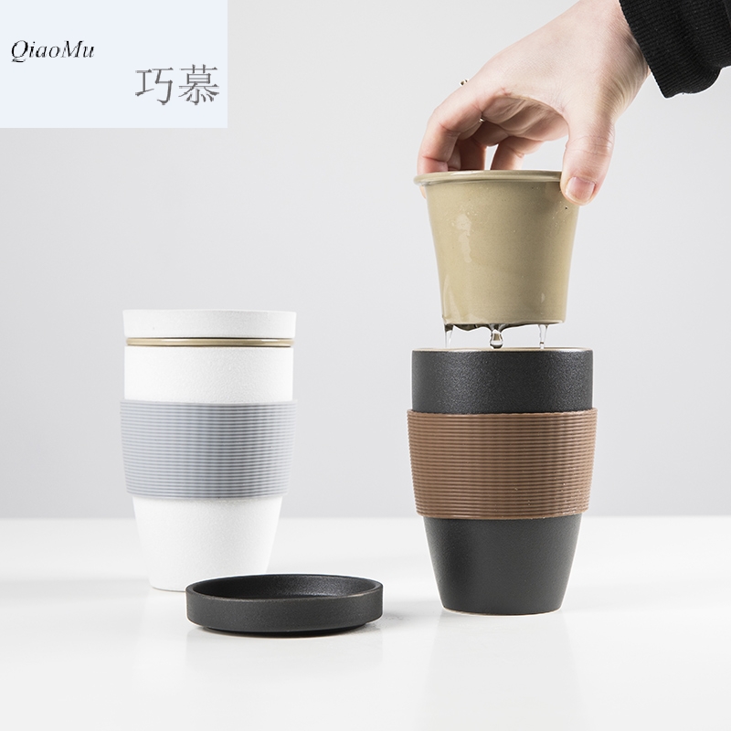 Qiao mu CMJ creative ceramic cups large capacity filter separate man with cover household mercifully portable office
