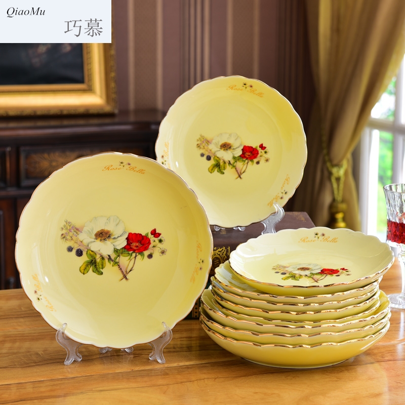 Qiao mu European new ceramic tableware disc creative household elliptical rectangle up phnom penh hotel sets group