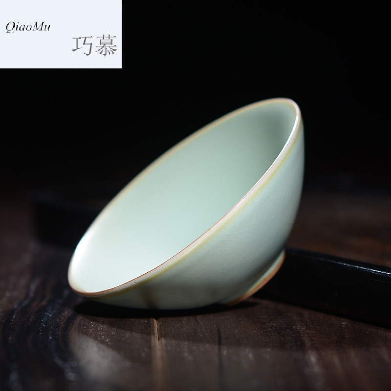 Qiao mu CMJ longquan ceramic imitation song dynasty style typeface your up porcelain tea sets tea cups azure cracked cup your up big bucket