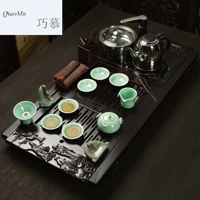 Qiao mu MG violet arenaceous ebony set of tea sets tea tray household celadon your up kungfu induction cooker