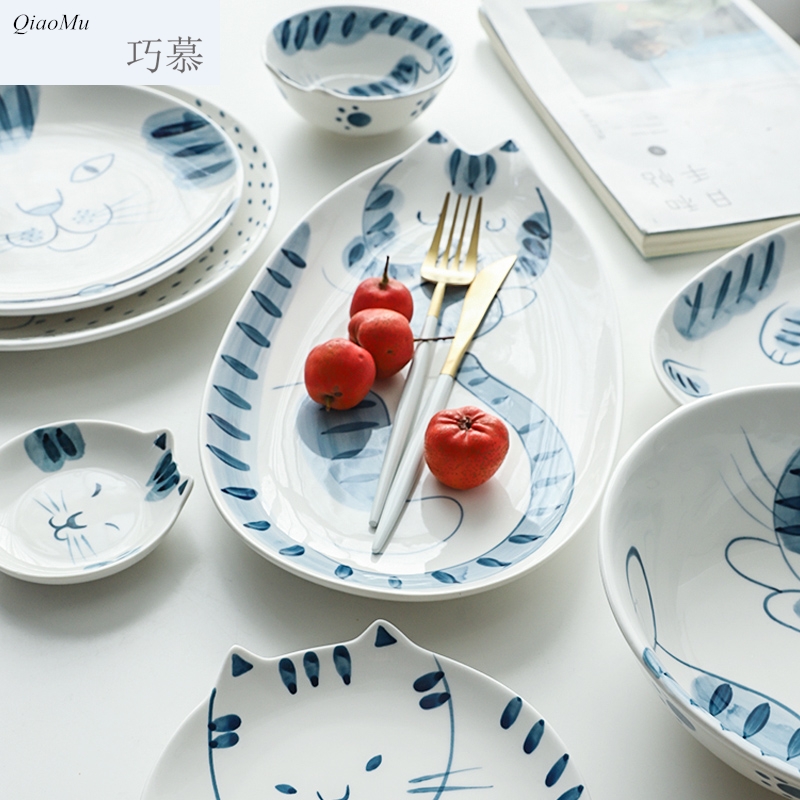 Qiao mu Japanese express cat ceramic tableware special dish plate sushi salad bowl dish bowl rainbow such as bowl dishes