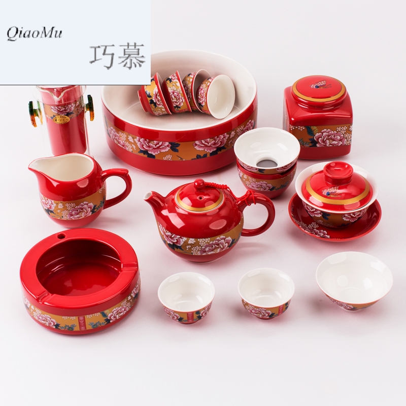 Qiao mu jingdezhen ceramic kung fu tea set of a complete set of hand draw creative family very beautiful gift porcelain