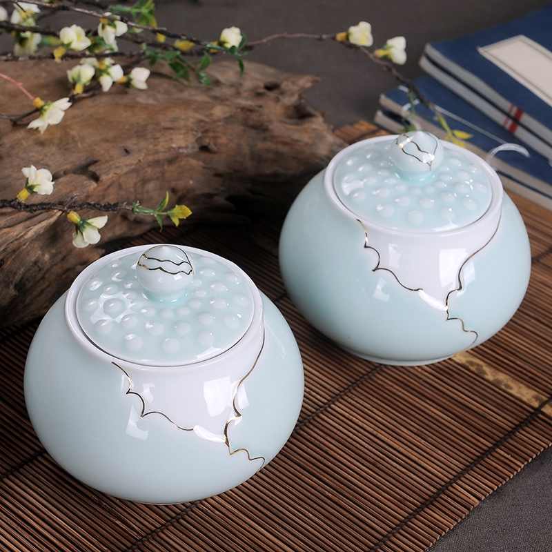 Qiao mu JDL caddy fixings, jingdezhen ceramic hand paint POTS of tea caddy fixings seal box